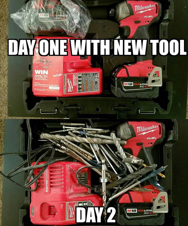 Plumbing Meme: Day one with a new tool vs. day two