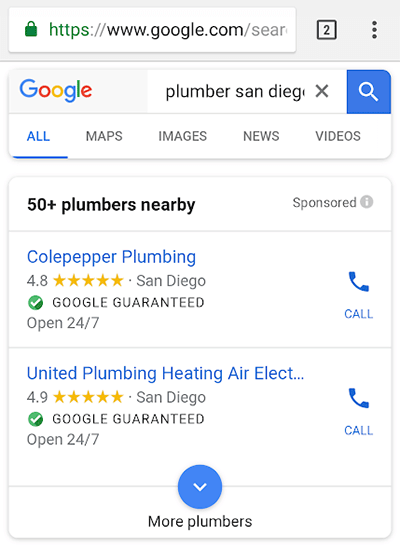 Google Local Service Ads on Mobile