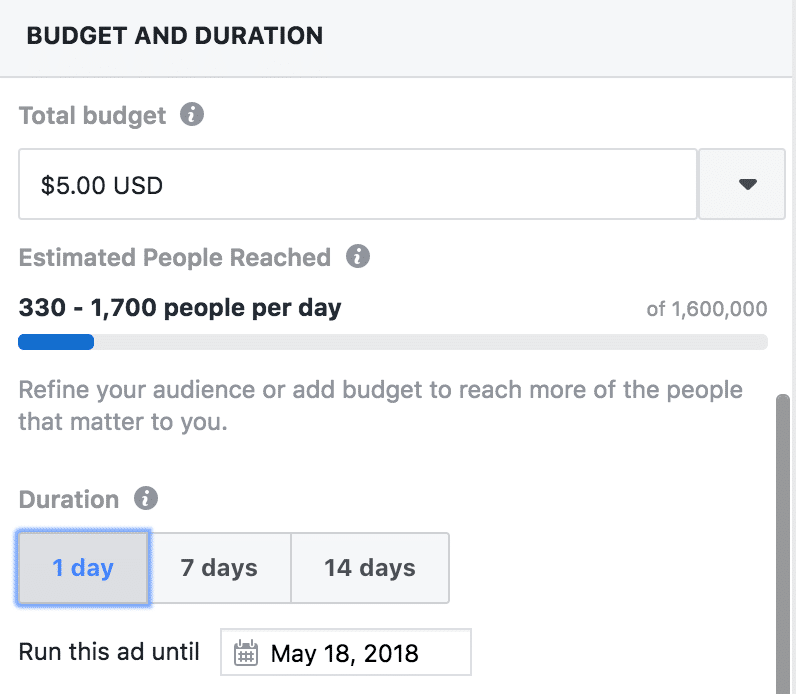 Set Budget and Duration